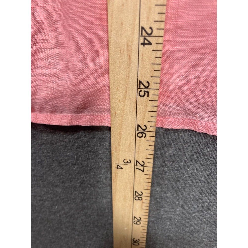 Tracy M Pink 100% Linen Pintuck Button Down Shirt Band Collar Long Sleeve Top - Picture 11 of 12